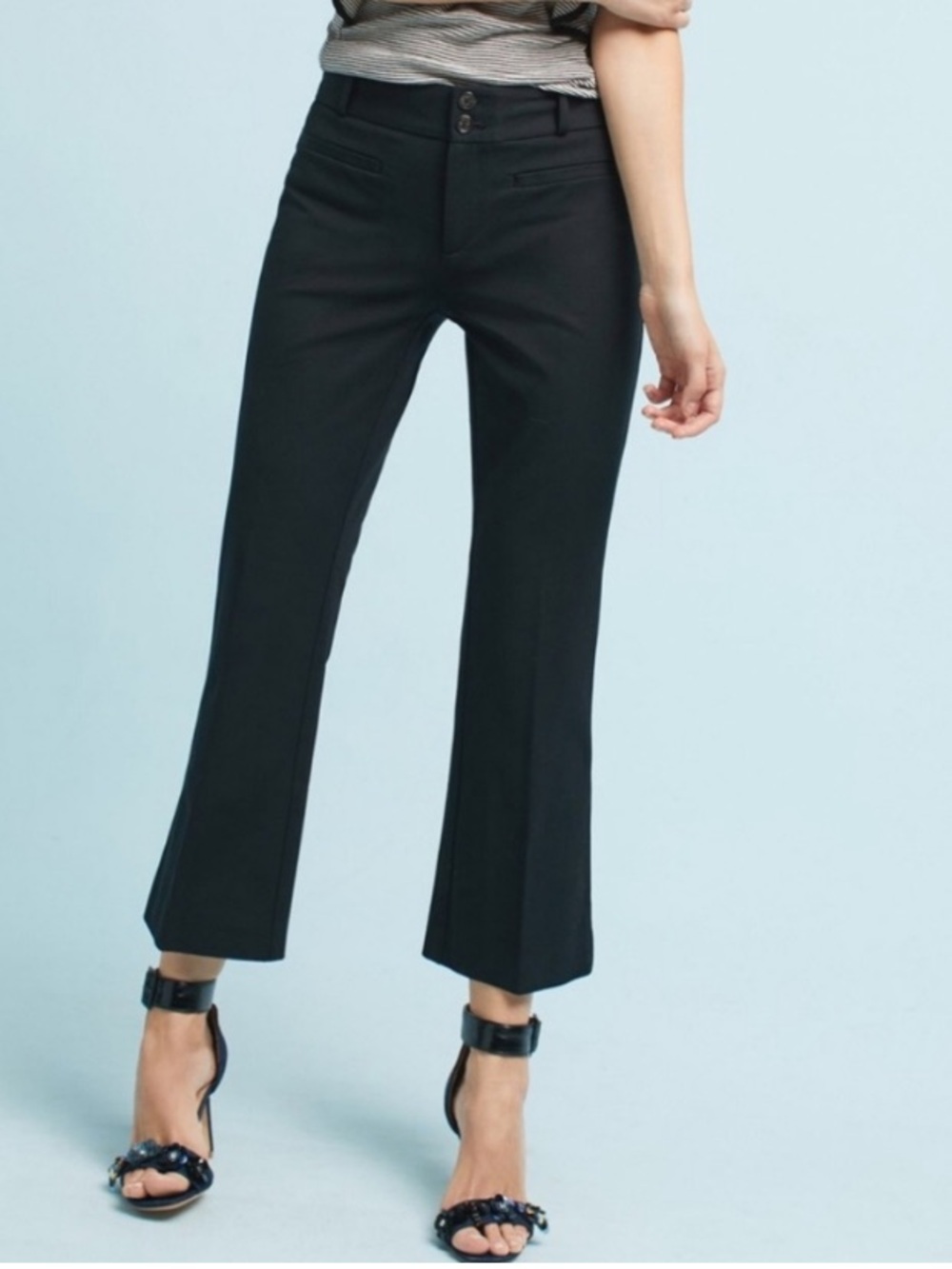 Anthropologie “The Essential Crop Flare” Pants in Black Size 14